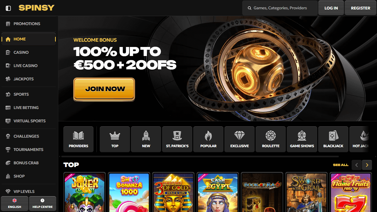 Spinsy Casino Desktop screenshot