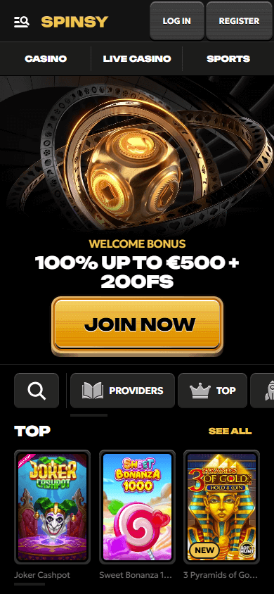 Spinsy Casino Mobile screenshot